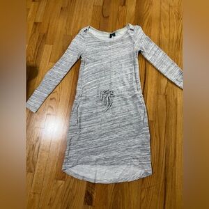 Anthropologie Left of Center Gray Long Sleeve Dress with Tie Feature